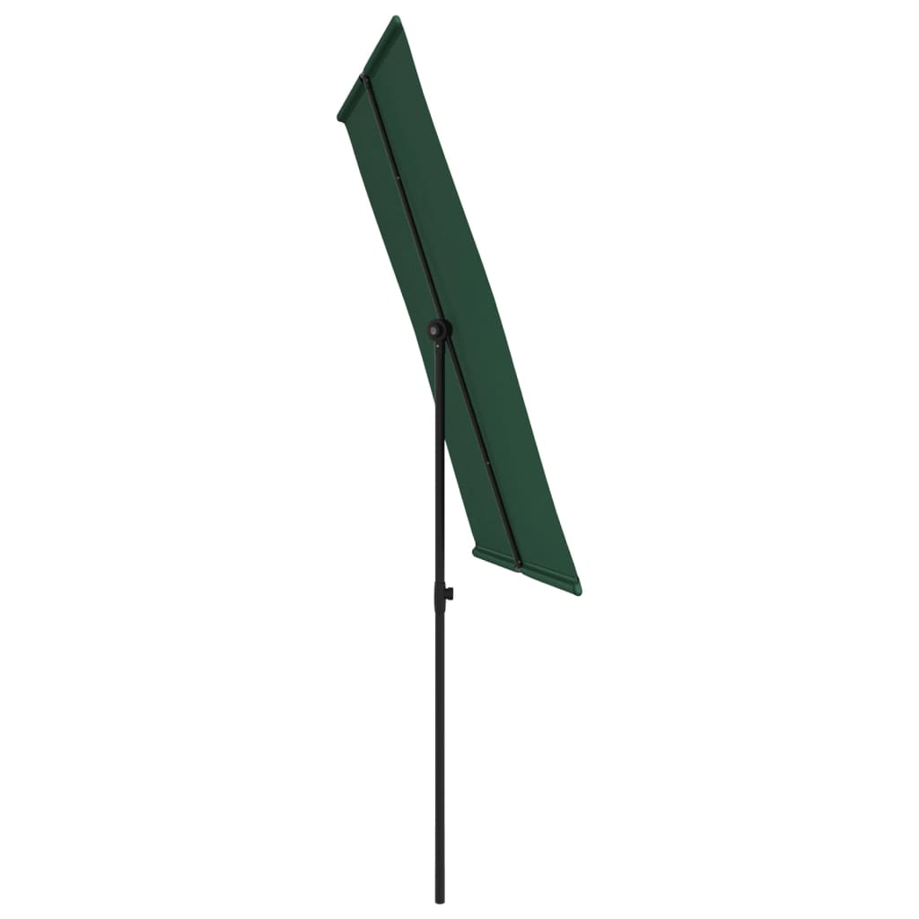 Umbrelă de soare de exterior, stâlp aluminiu, verde, 2 x 1,5 cm