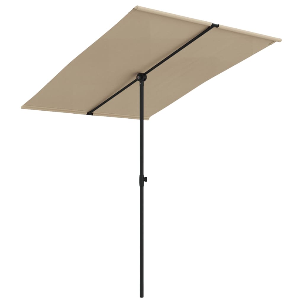 Umbrelă de soare exterior, stâlp aluminiu, gri taupe, 2x1,5 cm