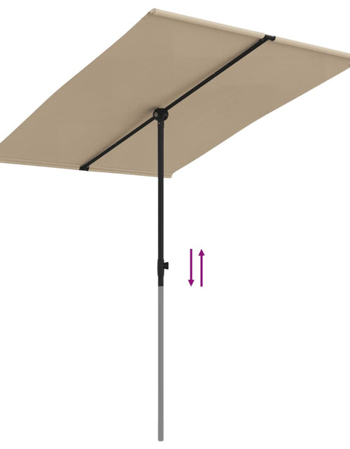 Загрузите изображение в средство просмотра галереи, Umbrelă de soare exterior, stâlp aluminiu, gri taupe, 2x1,5 cm
