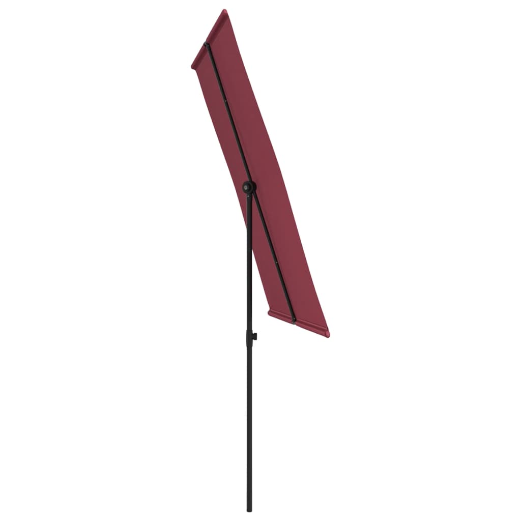 Umbrelă de soare de exterior, stâlp aluminiu, bordo, 2 x 1,5 cm