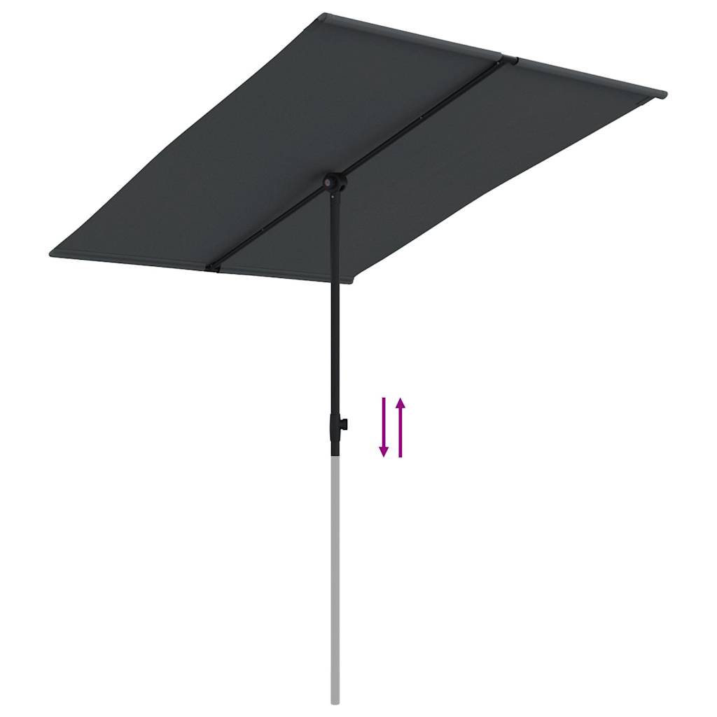 Umbrelă de soare de grădină, stâlp aluminiu, negru, 2x1,5 cm