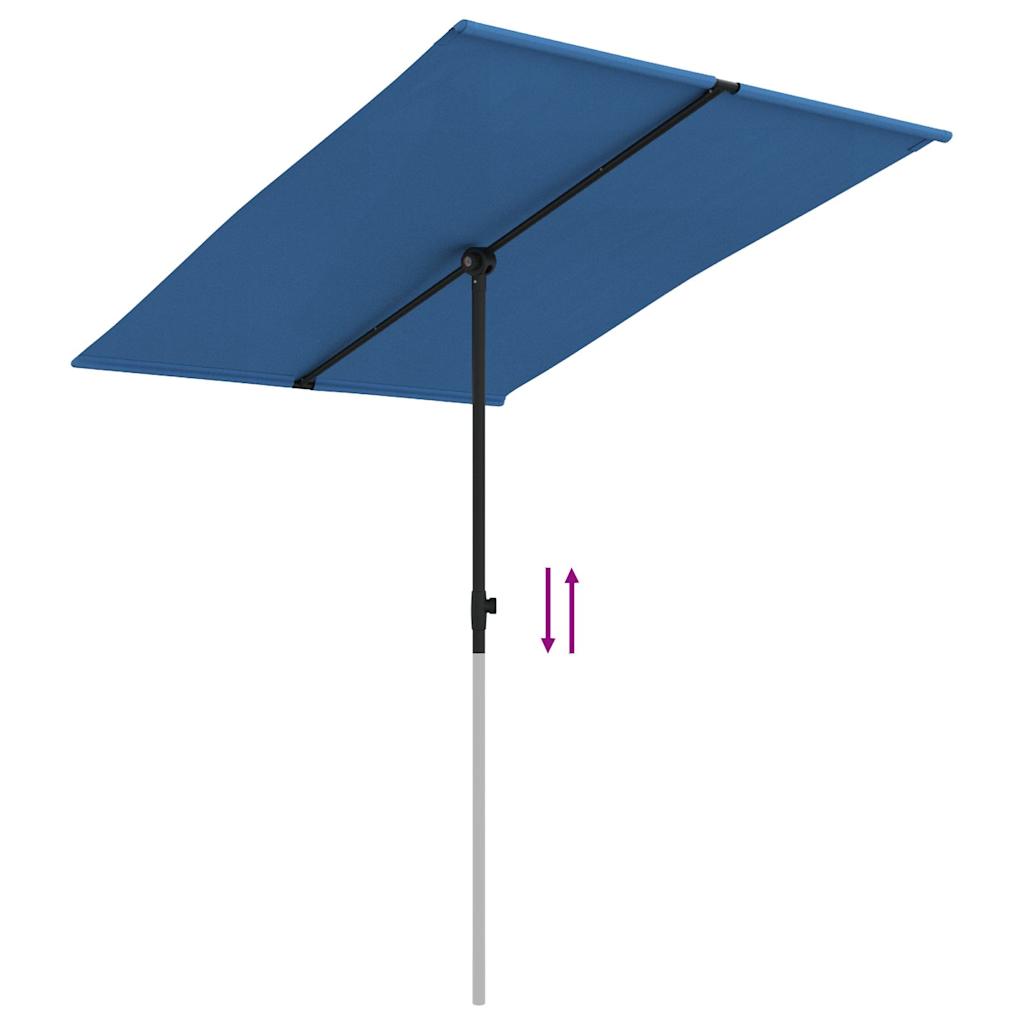 Umbrelă de soare grădină, stâlp din aluminiu, azuriu, 2x1,5 m