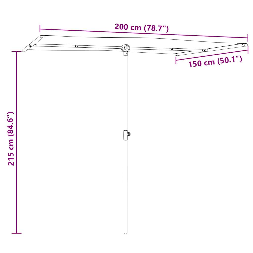 Umbrelă de soare grădină, stâlp din aluminiu, azuriu, 2x1,5 m