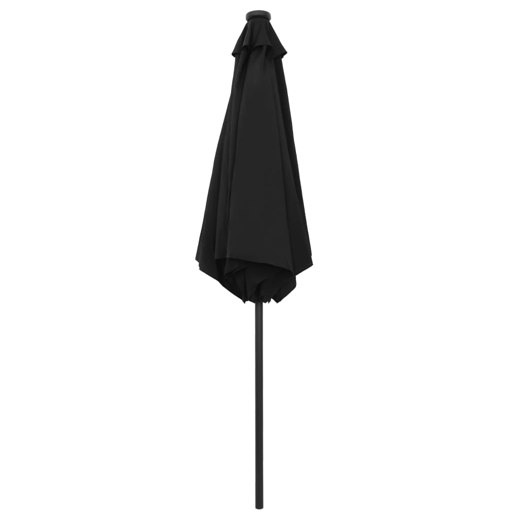 Umbrelă de soare cu LED și stâlp aluminiu, negru, 270 cm