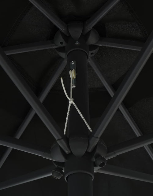 Загрузите изображение в средство просмотра галереи, Umbrelă de soare cu LED și stâlp aluminiu, negru, 270 cm
