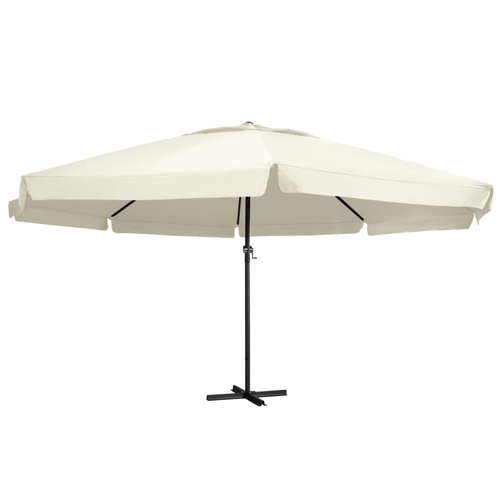 Umbrelă de soare cu stâlp aluminiu, alb nisipiu, 600 cm