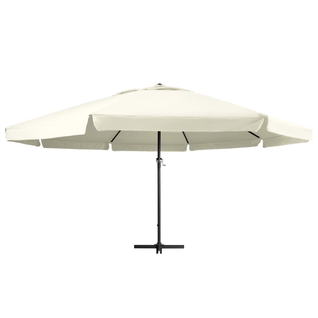 Umbrelă de soare cu stâlp aluminiu, alb nisipiu, 600 cm