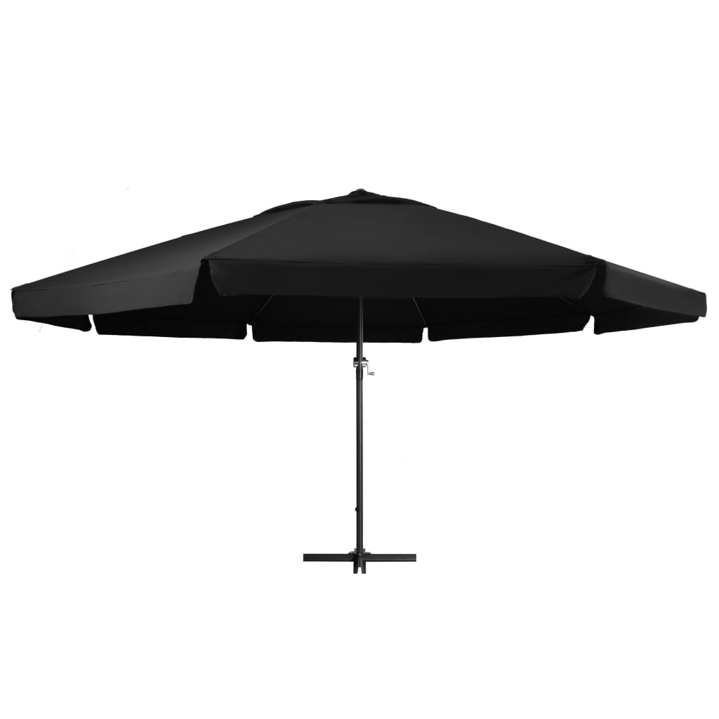 Umbrelă de soare exterior cu stâlp aluminiu, negru, 600 cm