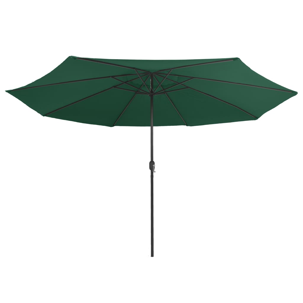 Umbrelă de soare de exterior, stâlp metalic, verde, 390 cm