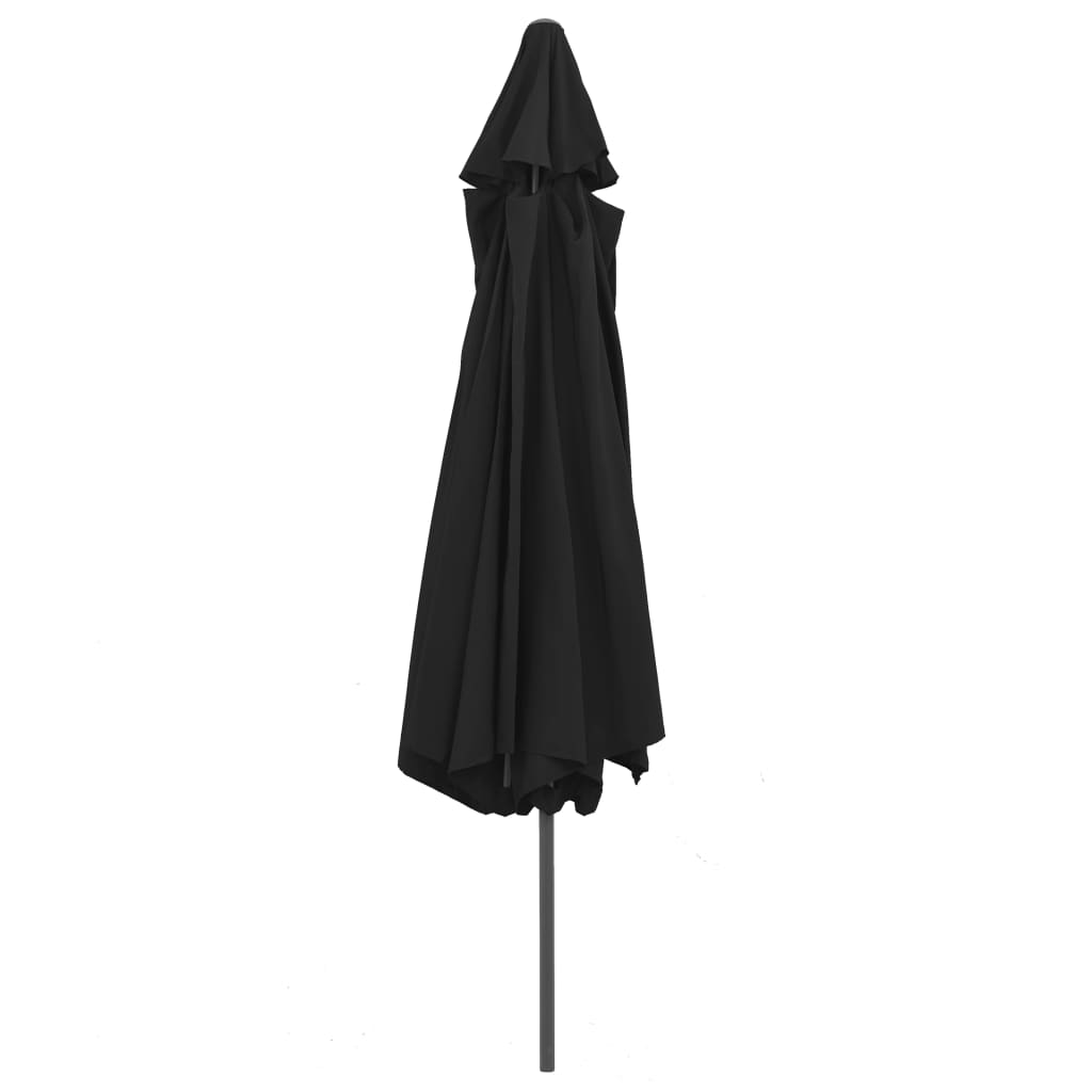 Umbrelă de soare de exterior, stâlp metalic, negru, 390 cm