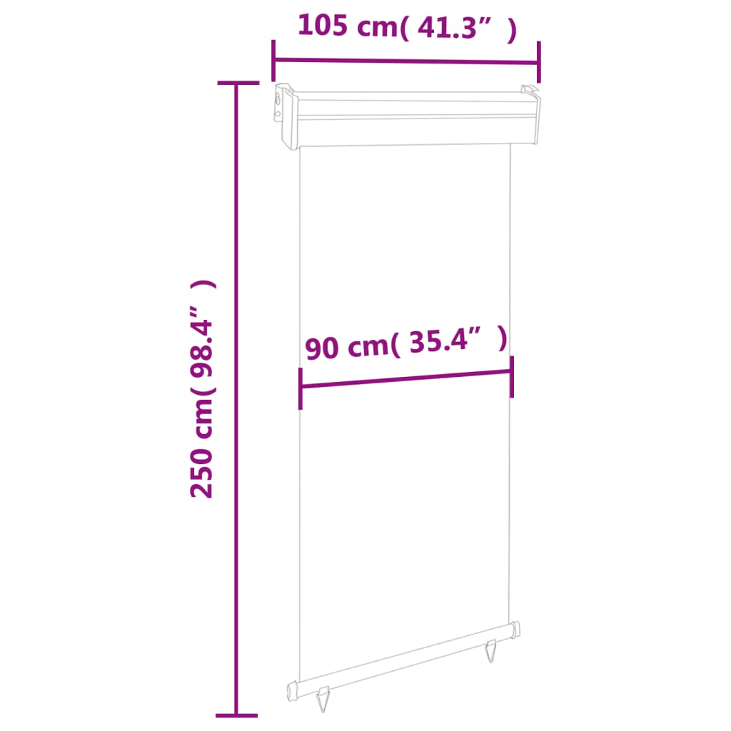 Copertină laterală de balcon, negru, 100 x 250 cm