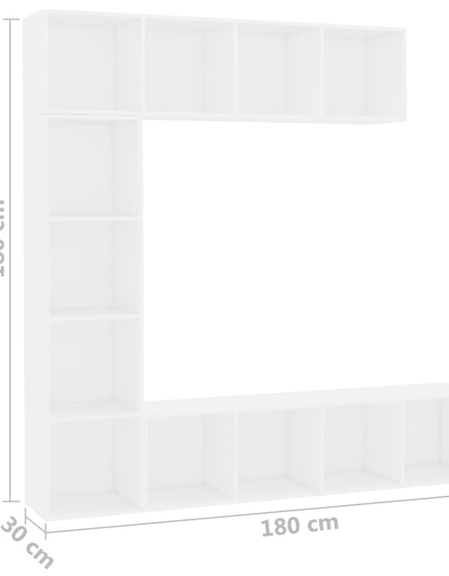 Încărcați imaginea în vizualizatorul Galerie, Set bibliotecă/dulap TV, 3 piese, alb, 180 x 30 x 180 cm
