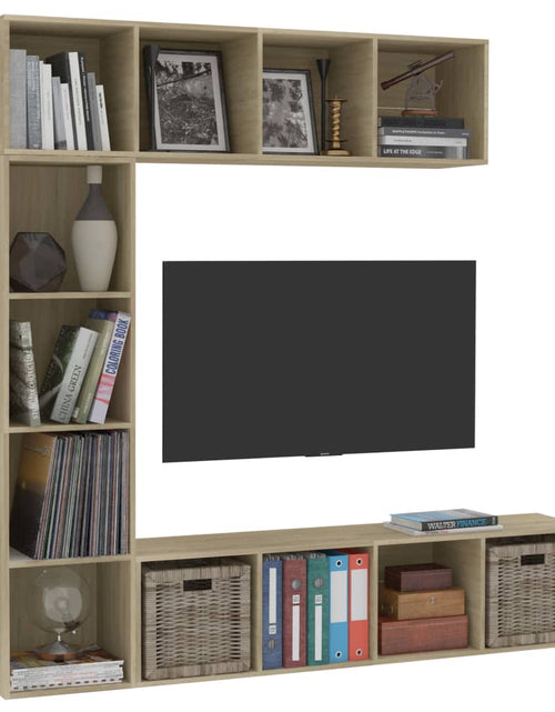 Загрузите изображение в средство просмотра галереи, Dulap cărți / TV, 3 piese, stejar Sonoma, 180 x 30 x 180 cm
