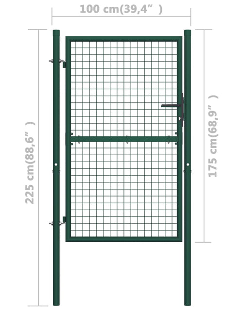 Încărcați imaginea în vizualizatorul Galerie, Poartă de gard, verde, 100 x 175 cm, oțel
