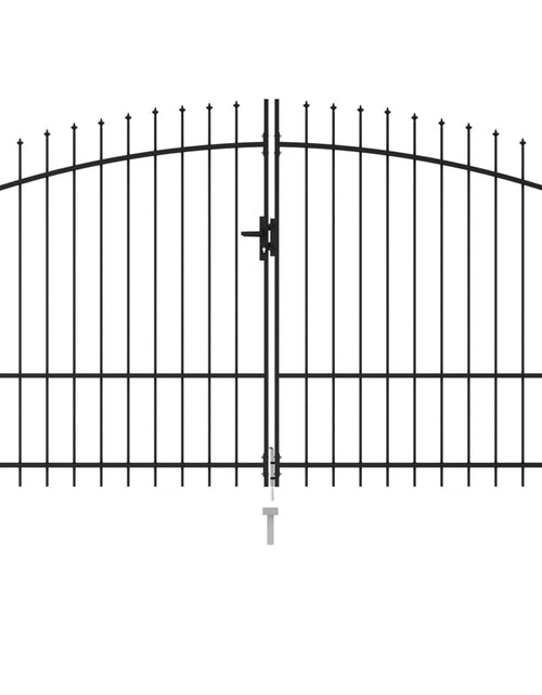 Încărcați imaginea în vizualizatorul Galerie, Poartă de gard cu ușă dublă, vârf ascuțit, negru 3x1,75 m oțel
