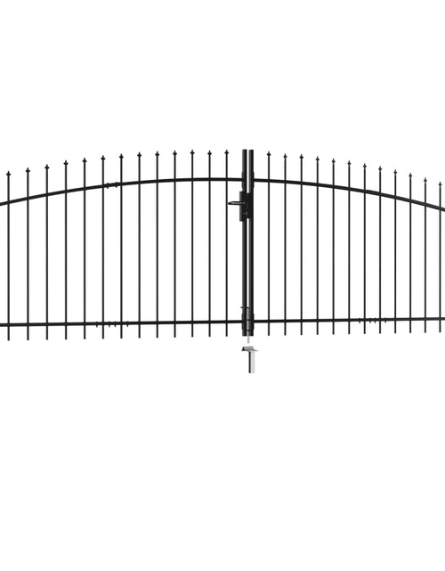 Загрузите изображение в средство просмотра галереи, Poartă de gard cu uși duble, cu vârfuri de suliță, 400 x 175 cm
