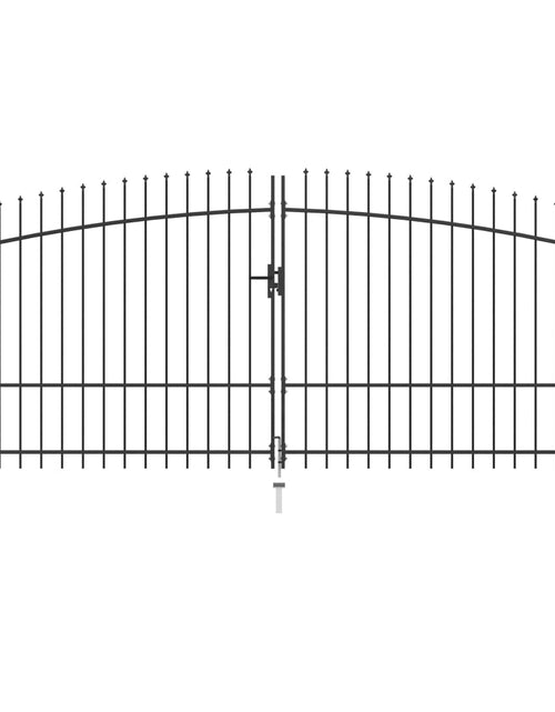 Încărcați imaginea în vizualizatorul Galerie, Poartă de gard cu două uși, cu vârfuri de suliță, 400 x 225 cm
