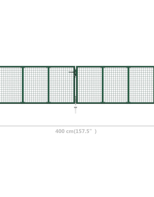 Încărcați imaginea în vizualizatorul Galerie, Poartă de grădină din plasă, verde, 400 x 100 cm, oțel
