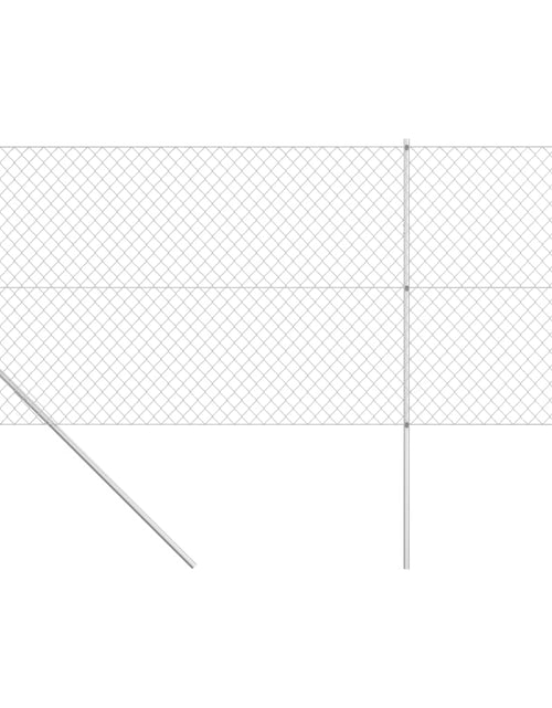 Încărcați imaginea în vizualizatorul Galerie, Gard din plasă cu stâlpi, argintiu, 15 x 1,5 m, oțel galvanizat
