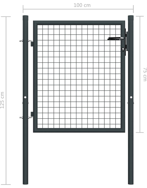 Încărcați imaginea în vizualizatorul Galerie, Poartă de grădină din plasă, gri, 100x125 cm, oțel galvanizat
