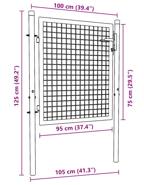 Încărcați imaginea în vizualizatorul Galerie, Poartă de grădină din plasă, gri, 100x125 cm, oțel galvanizat
