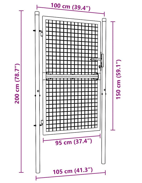 Încărcați imaginea în vizualizatorul Galerie, Poartă de grădină din plasă, gri, 100x200 cm, oțel galvanizat
