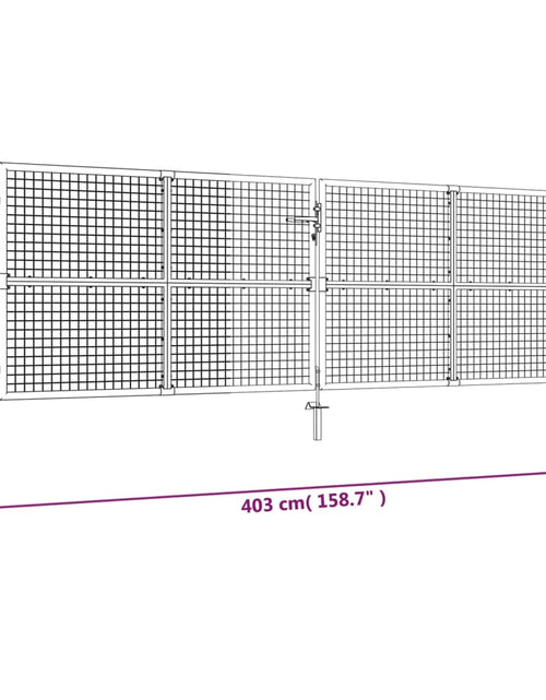 Încărcați imaginea în vizualizatorul Galerie, Poartă de grădină din plasă, gri, 400 x 175 cm, oțel galvanizat
