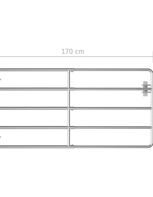 Încărcați imaginea în vizualizatorul Galerie, Poartă de câmp cu 5 bare, argintiu, (95-170) x 90 cm, oțel
