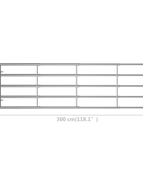 Загрузите изображение в средство просмотра галереи, Poartă de câmp cu 5 bare, argintiu, (115-300) x 90 cm, oțel
