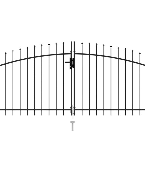 Încărcați imaginea în vizualizatorul Galerie, Poartă de gard cu ușă dublă vârf ascuțit negru 3x1,25 m oțel
