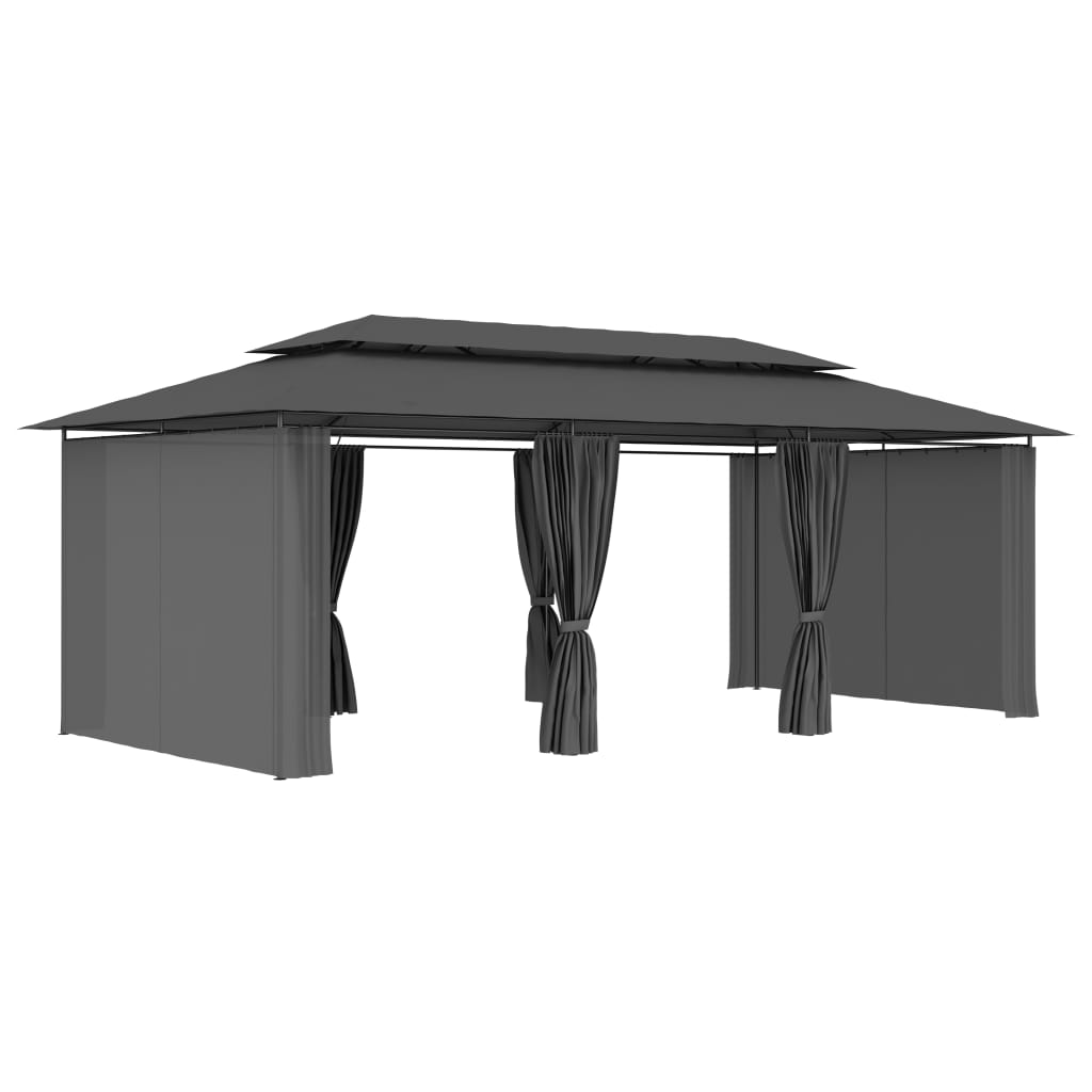 Pavilion cu perdele, antracit, 600 x 298 x 270 cm