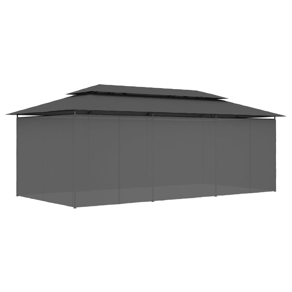 Pavilion cu perdele, antracit, 600 x 298 x 270 cm