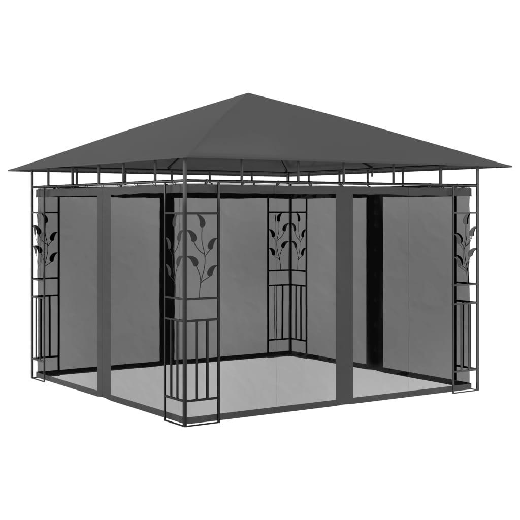 Pavilion cu plasă anti-țânțari, antracit, 3x3x2,73 m, 180 g/m²