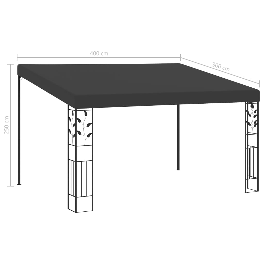 Pavilion de perete, antracit, 4 x 3 x 2,5 m