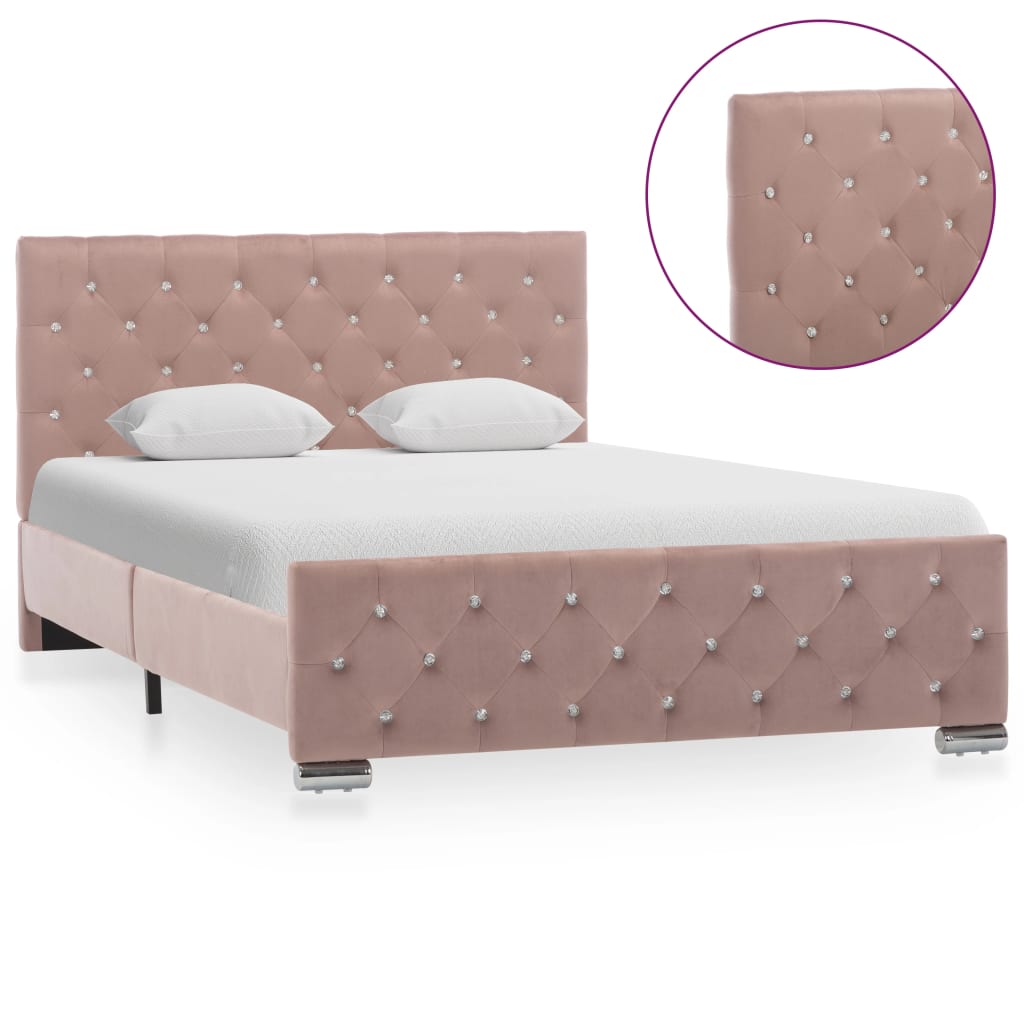 Cadru de pat, roz, 120 x 200 cm, catifea