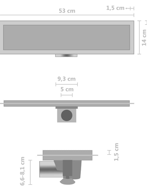 Încărcați imaginea în vizualizatorul Galerie, Rigolă de duș cu capac 2-în-1, 53 x 14 cm, oțel inoxidabil
