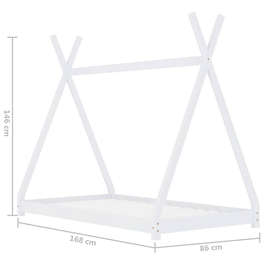 Cadru pat de copii, alb, 80x160 cm, lemn masiv de pin