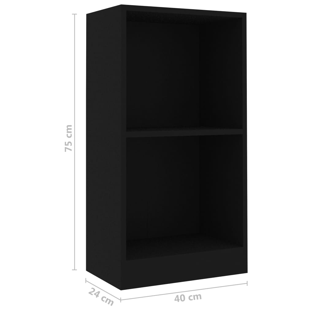 Bibliotecă, negru, 40x24x75 cm, lemn prelucrat