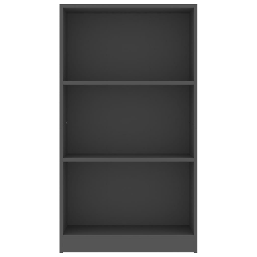 Bibliotecă cu 3 rafturi, gri, 60x24x109 cm, lemn compozit