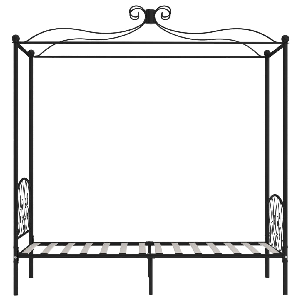 Cadru de pat cu baldachin, negru, 100 x 200 cm, metal