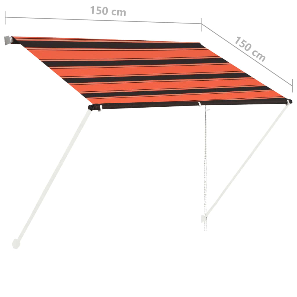 Copertină retractabilă, portocaliu și maro, 150 x 150 cm