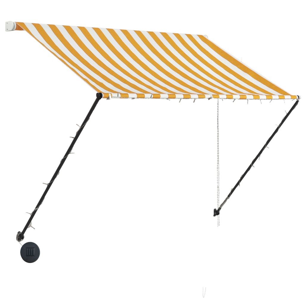 Copertină retractabilă cu LED, galben și alb, 150 x 150 cm