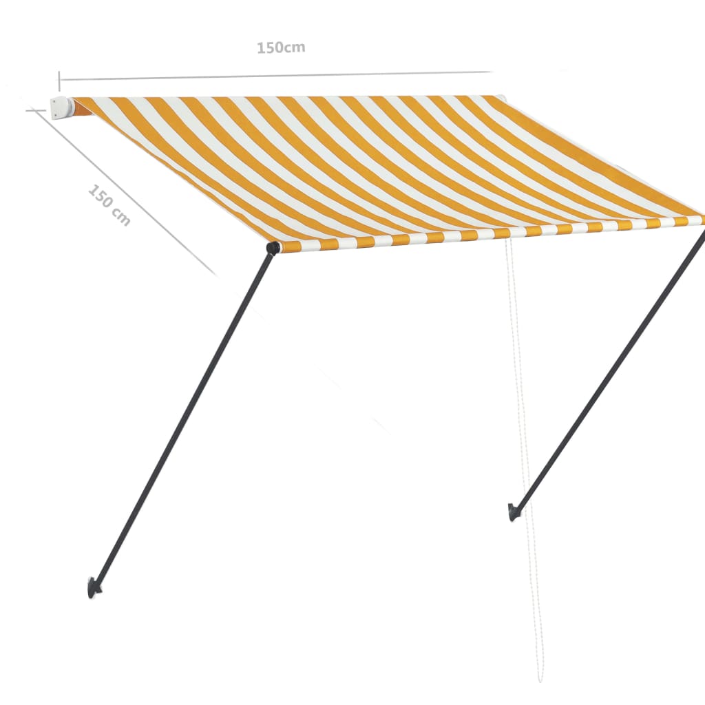 Copertină retractabilă cu LED, galben și alb, 150 x 150 cm