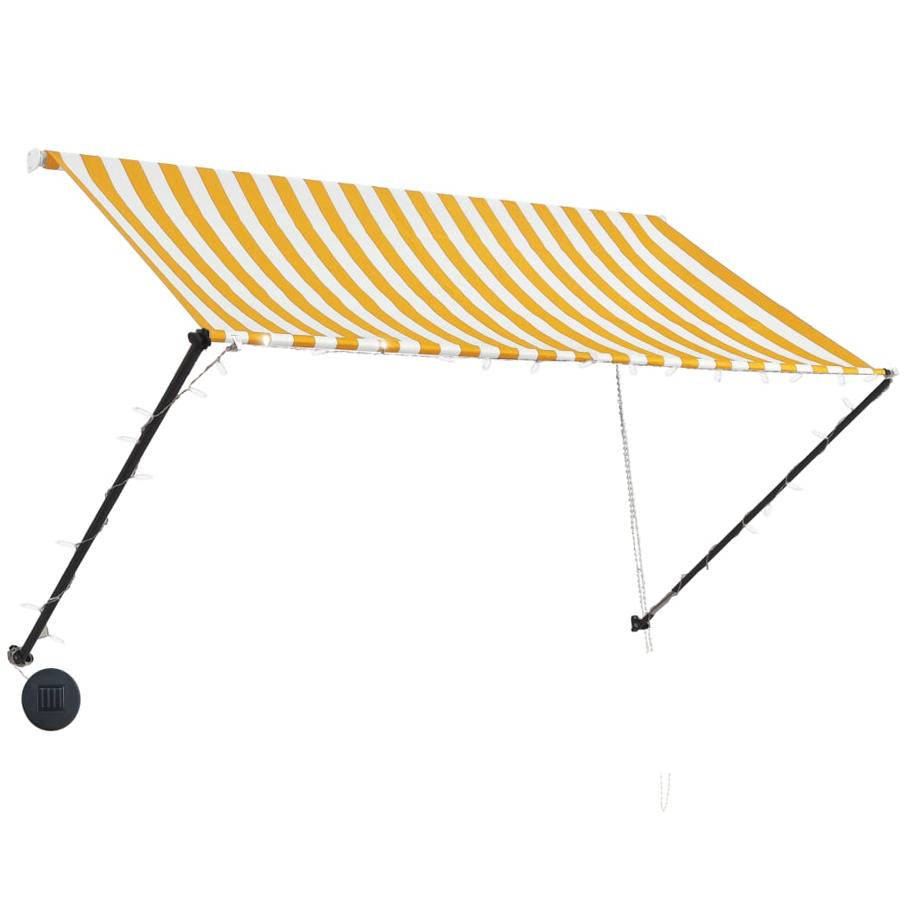 Copertină retractabilă cu LED, galben și alb, 250 x 150 cm