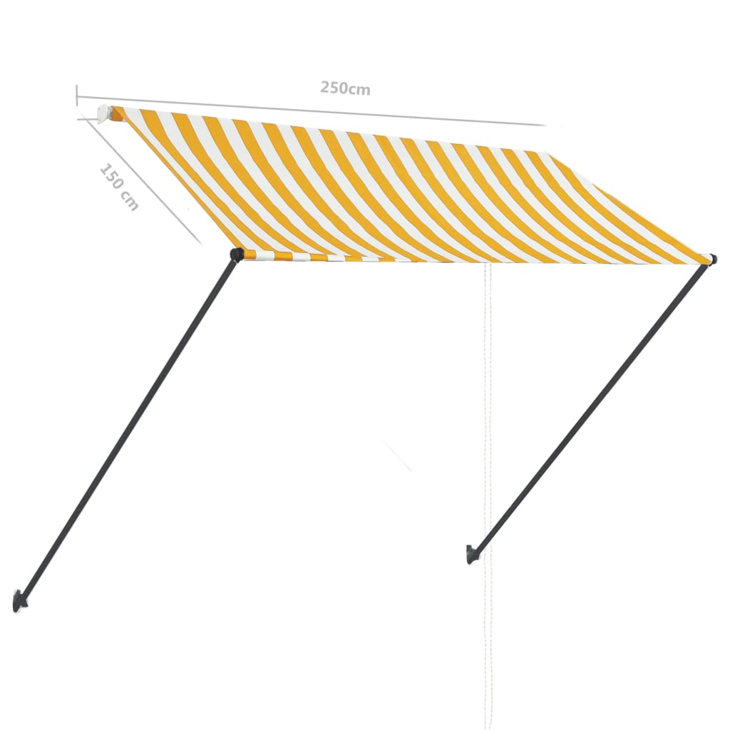 Copertină retractabilă cu LED, galben și alb, 250 x 150 cm