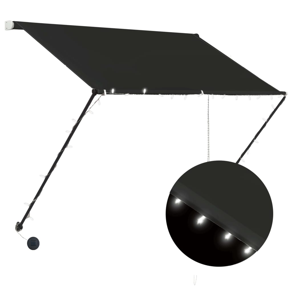 Copertină retractabilă cu LED, antracit, 150 x 150 cm