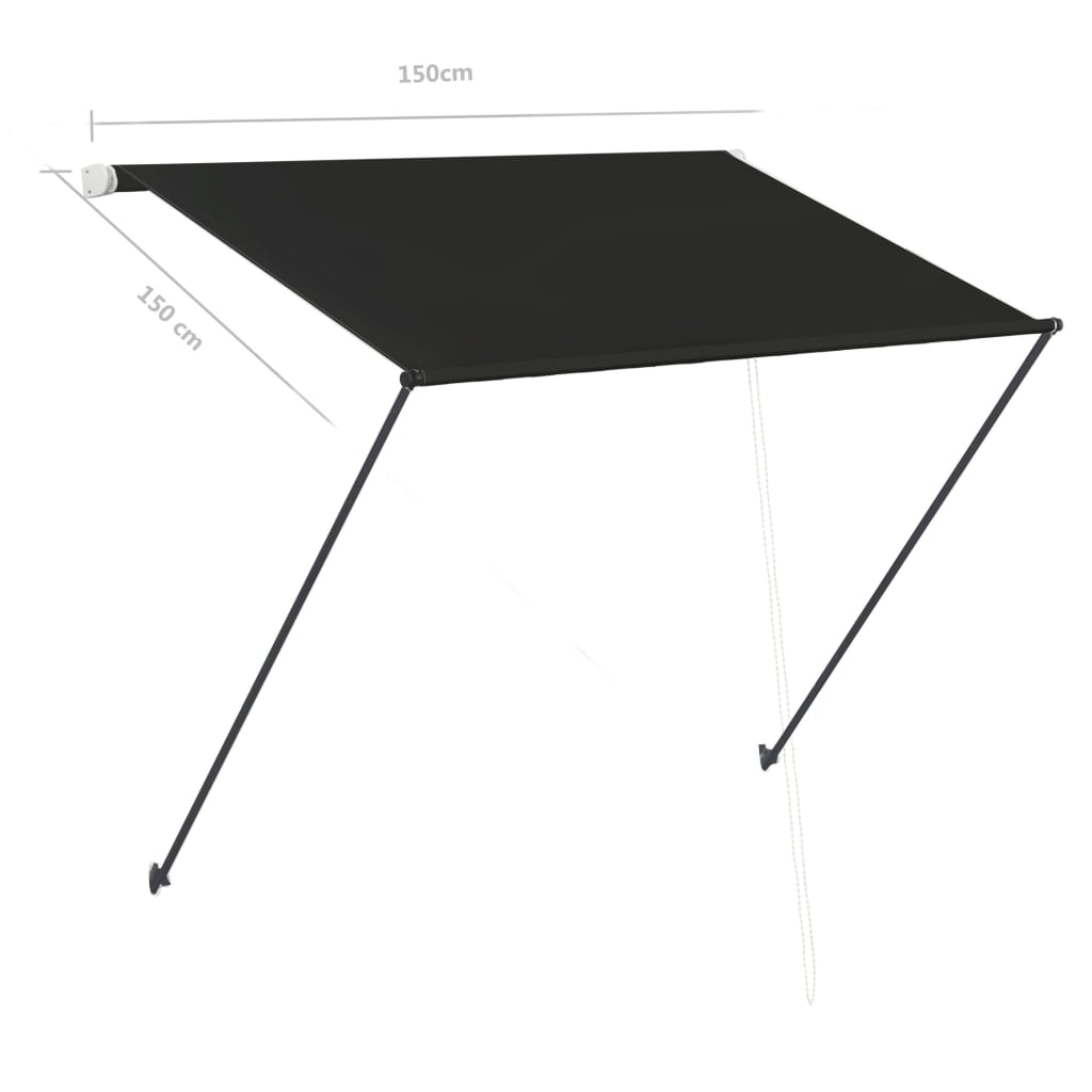 Copertină retractabilă cu LED, antracit, 150 x 150 cm