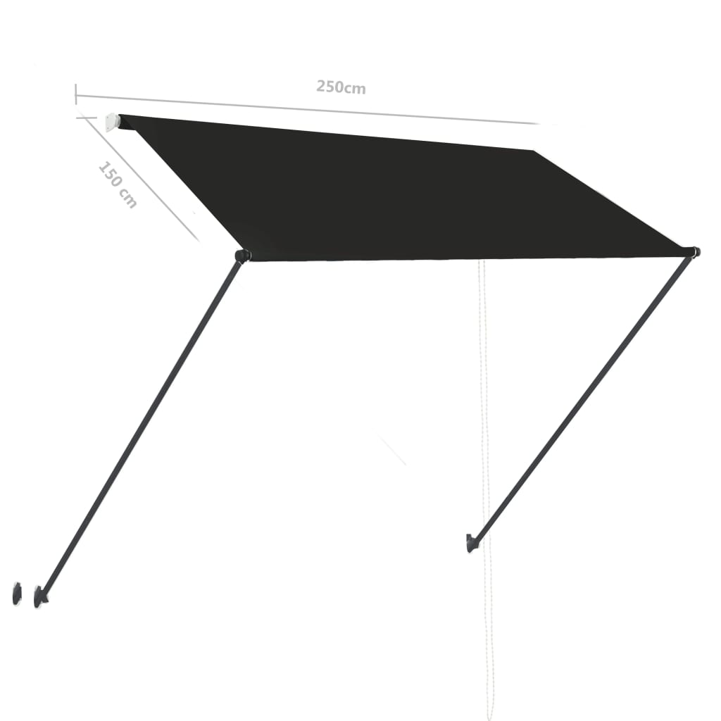 Copertină retractabilă cu LED, antracit, 250 x 150 cm