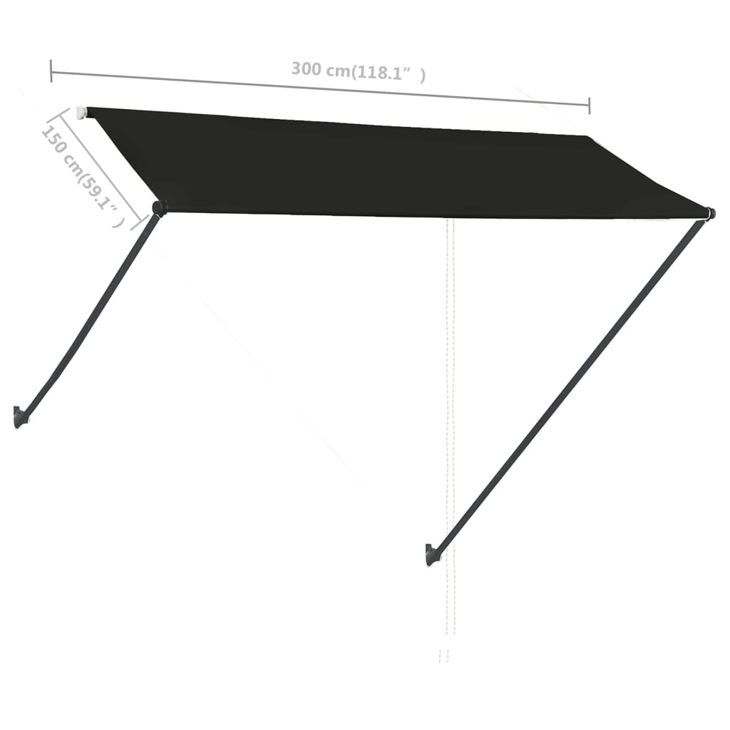 Copertină retractabilă cu LED, antracit, 300 x 150 cm