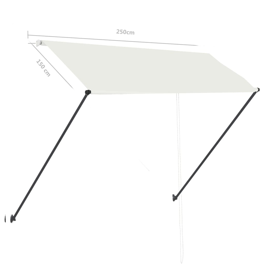 Copertină retractabilă cu LED, crem, 250 x 150 cm